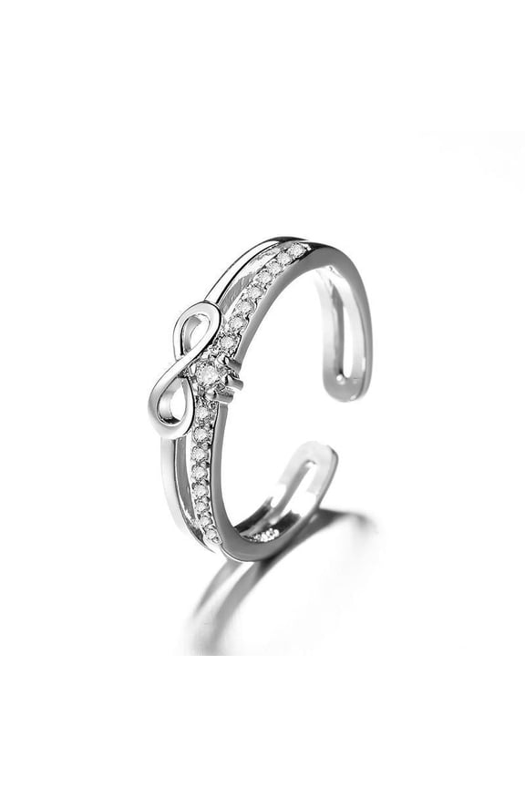 Women 925 Sterling Silver Butterfly Cubic Zirconia Double circle Number Eight Thumb Ring Stress Anxiety Rings Women's Jewelry Lady Birthday Mother's Day Gifts