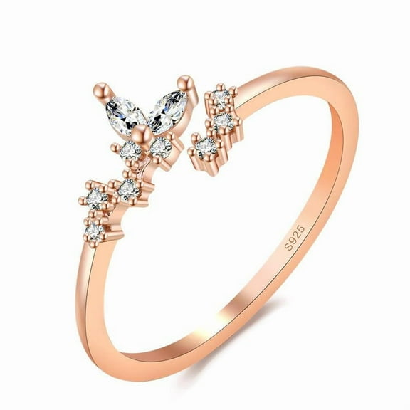 PULABO Women 925 Sterling Silver Butterfly Cubic Zirconia Thumb Ring Stress Anxiety Rings Women's Jewelry Lady Birthday Mother's Day Gifts