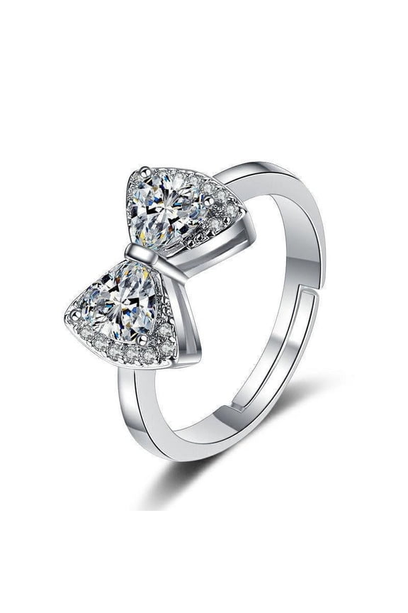 Women 925 Sterling Silver Butterfly Shine Cubic Zirconia Thumb Ring Stress Anxiety Rings Women's Jewelry Lady Birthday Mother's Day Gifts