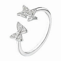 PULABO Women 925 Sterling Silver Three Butterfly Cubic Zirconia Thumb Ring Stress Anxiety Rings Women's Jewelry Lady Birthday Mother's Day Gifts