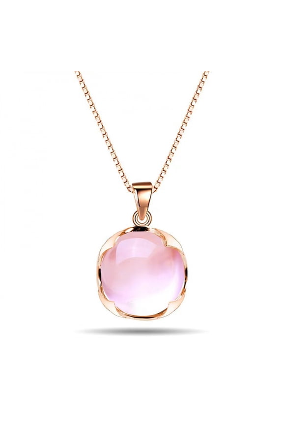 Women's Pink Crystal Pendant Four-Leaf Clover Inlaid Crystal Necklace Jewelry Clavicle Chain Lucky Necklace