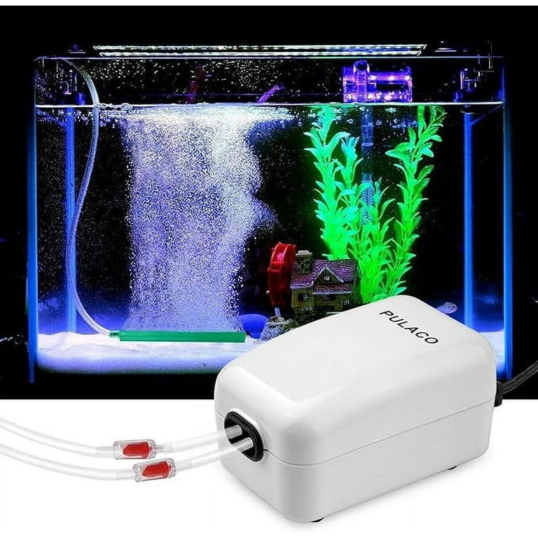 PULACO Corded Electric Ultra Quiet Aquarium Air Pump Dual Outlet Fish Tank Aerator Pump with Accessories for Up to 100 Gallon Tank Walmart