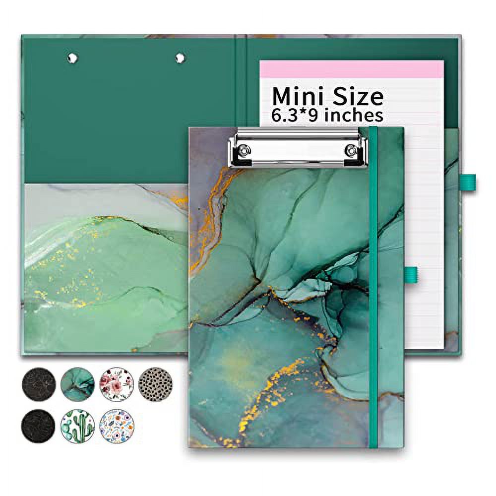 PULAIXIN Mini Clipboards Folio Folder with Refillable Lined Notepad(A5