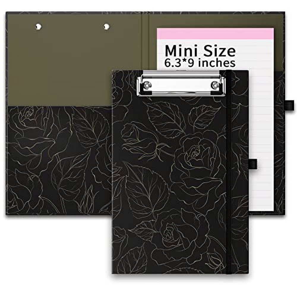 PULAIXIN Mini Clipboards Folio Folder with Refillable Lined Notepad(A5