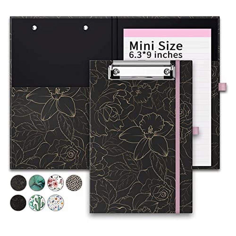 PULAIXIN Mini Clipboards Folio Folder with Refillable Lined Notepad(A5