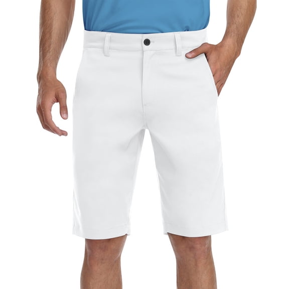 PULI Men's 10" Golf Shorts Dress Casual Summer Flat Front Lightweight Travel Short with Pockets