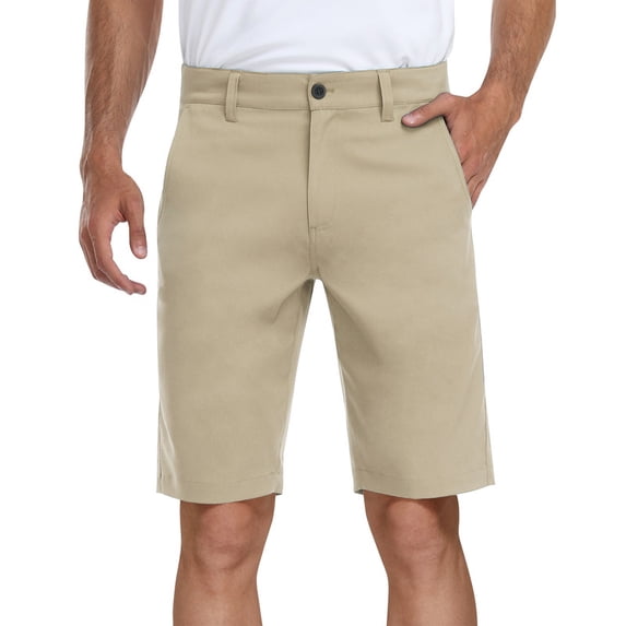 PULI Men's 10" Golf Shorts Dress Casual Summer Flat Front Lightweight Travel Short with Pockets