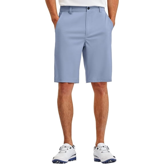 PULI Men's 10" Golf Shorts Dress Casual Summer Flat Front Lightweight Travel Shorts with Pockets