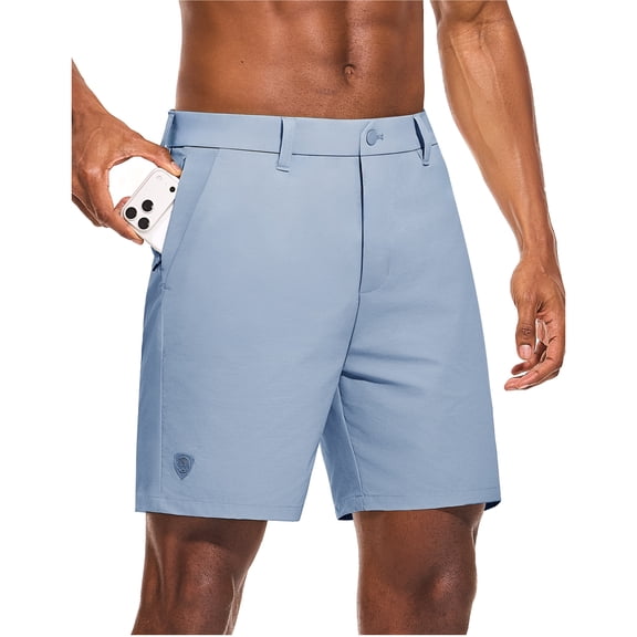 PULI Men's 7" Golf Shorts, Stretch Waterproof Performance Shorts with 5 Pockets, Lightweight Athletic Shorts for Golf, Hiking, Travel & Casual Wear