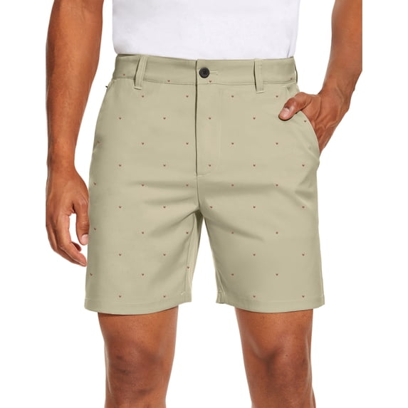 PULI Men’s Golf Dress Shorts Flat Front 7" Lightweight Quick-Dry Hybrid Chino Shorts with Pockets