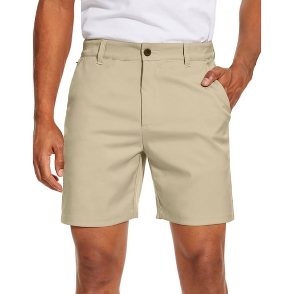 PULI Men's Golf Dress Shorts Flat Front Hybrid 7 Inch Lightweight Quick Dry Chino Casual with Pockets