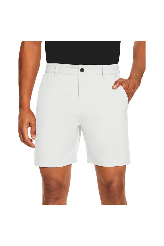 Men's Golf Dress Shorts Flat Front Hybrid 7 Inch Lightweight Quick Dry Chino Casual with Pockets