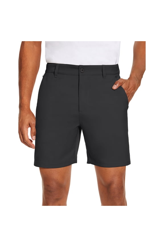 Men's Golf Dress Shorts Flat Front Hybrid 7 Inch Lightweight Quick Dry Chino Casual with Pockets