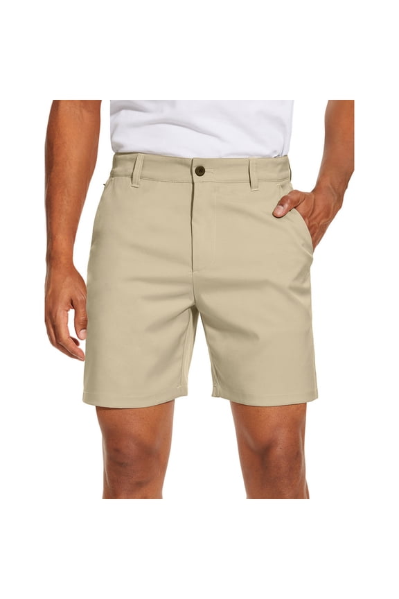 Men's Golf Dress Shorts Flat Front Hybrid 7 Inch Lightweight Quick Dry Chino Casual with Pockets