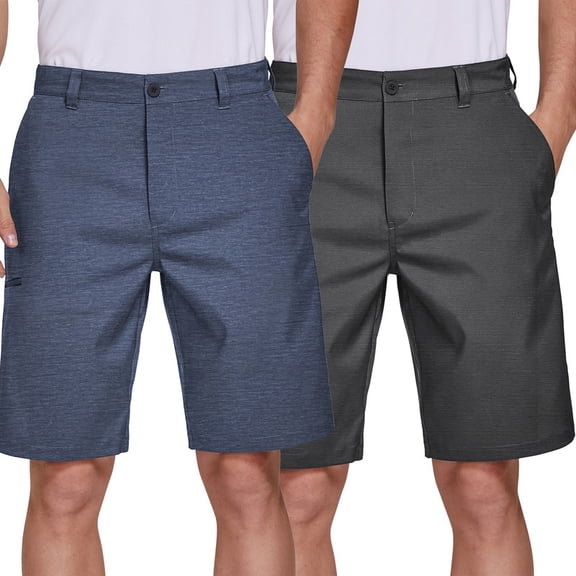 PULI Men's Golf Hybrid Dress Shorts Casual Summer Stretch Flat Front Lightweight Hiking Shorts Quick Dry with Pockets