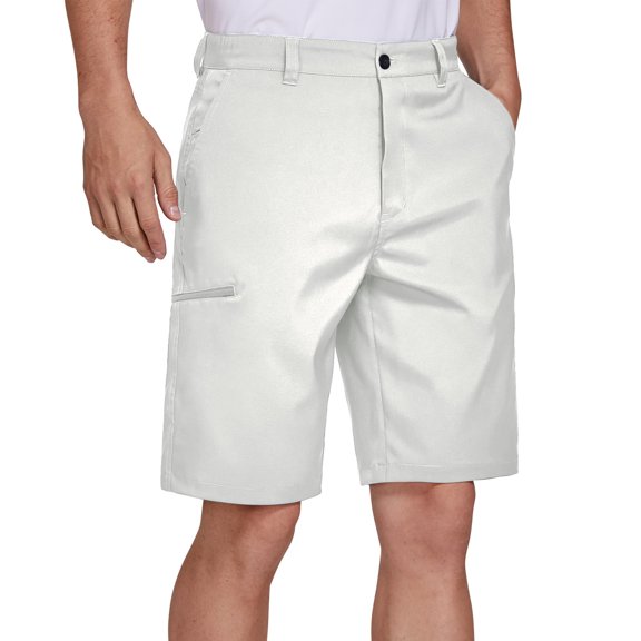 PULI Men’s Golf Hybrid Dress Shorts Lightweight Quick-Dry Summer Flat Front Casual Shorts with Pockets