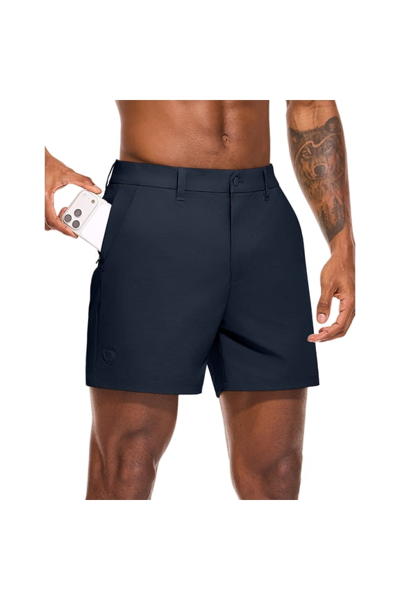 Men's Golf Shorts 5" Inseam Stretch Waterproof Hybrid Performance Shorts with 5 Pockets for Travel, Hiking, Casual and Business
