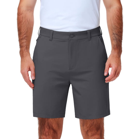 PULI Men's Golf Shorts 7" Inseam Stretch Lightweight Hybrid Performance Shorts with Secure Zip Pockets for Golf, Travel and Casual Wear