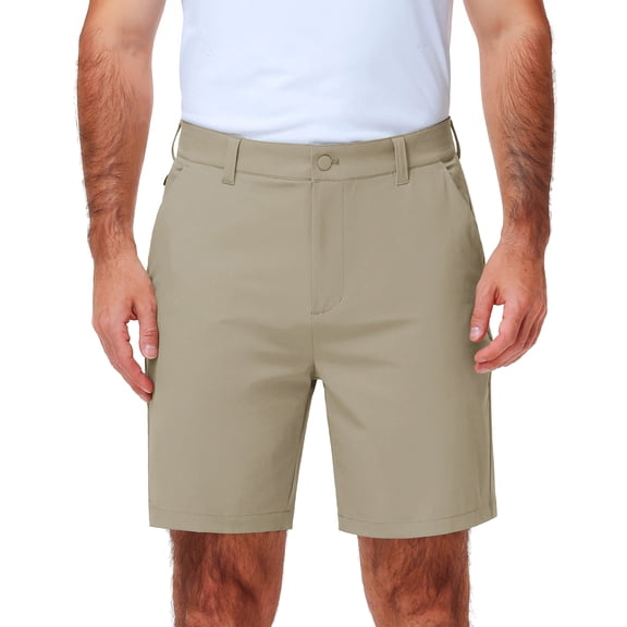 PULI Men's Golf Shorts 7" Inseam Stretch Lightweight Hybrid Performance Shorts with Secure Zip Pockets for Golf, Travel and Casual Wear