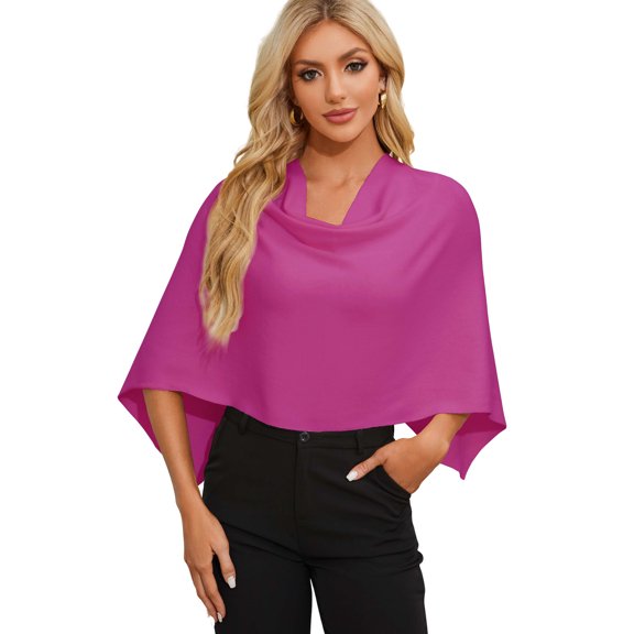 PULI Women's Cropped Poncho Sweater, Knit Cowl Neck Pullover Shawl, Slim Fit Mini Shrug for Office, Travel and Casual Wear