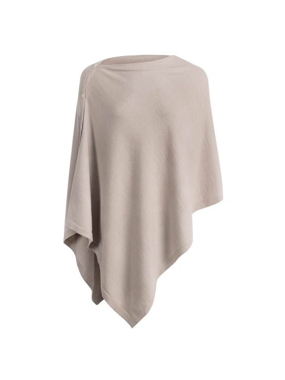 Women's Knit Shawl Poncho Sweater, Button Wrap Cardigan Cape, 6-Way Lightweight Scarf for Travel, Spring, Fall and Winter