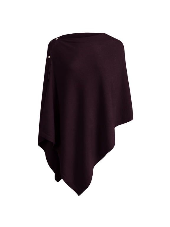 Women's Knit Shawl Poncho Sweater, Button Wrap Cardigan Cape, 6-Way Lightweight Scarf for Travel, Spring, Fall and Winter