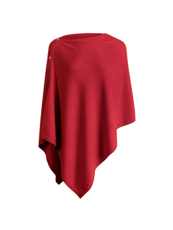 Women's Knit Shawl Poncho Sweater, Button Wrap Cardigan Cape, 6-Way Lightweight Scarf for Travel, Spring, Fall and Winter