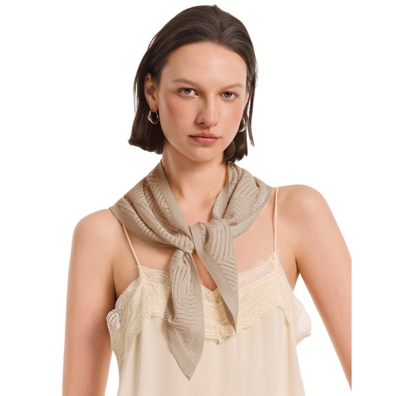 PULI Women's Lightweight Crochet Triangle Headscarf, Soft Boho Bandana Headband and Hair Wrap