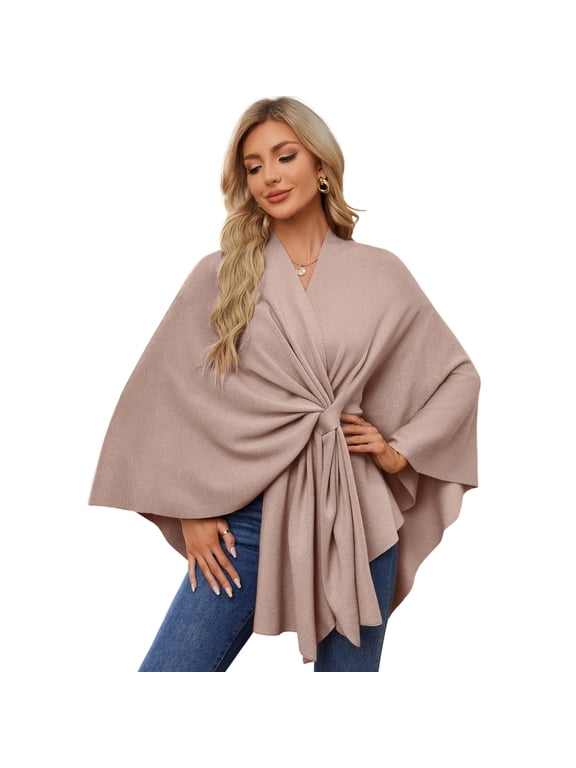 Women's Shawl Wrap Poncho Sweater, Open Front Cardigan Wrap for Wedding, Travel, Evening Dress and Office Wear