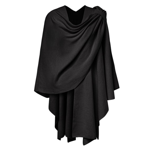 PULI Women's Cross Front Poncho Shawl Wrap, Soft Knit Cape Cardigan Wrap for Wedding, Formal, Evening and Travel, One Size