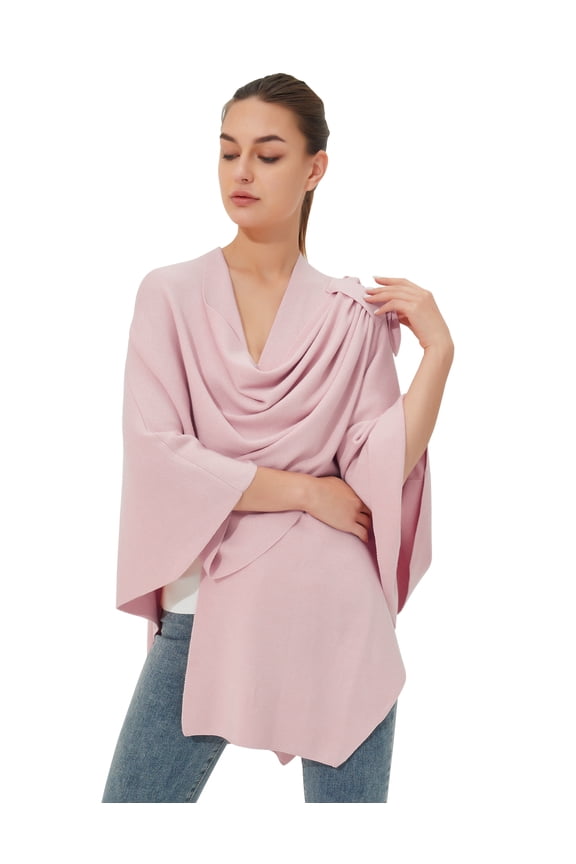 Womens Large Cross Front Poncho Sweater Wrap Topper Knitted Elegant Shawls Cape