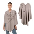 thumbnail image 1 of PULI Womens Large Cross Front Poncho Sweater Wrap Topper Knitted Elegant Shawls Cape, 1 of 7