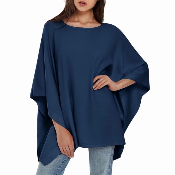PULI Women’s Pullover Poncho Sweater Soft Shawl Wrap Loose Baggy Tops for Fall & Winter