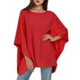 thumbnail image 1 of PULI Womens Pullover Poncho Sweater Soft Shawl Wraps Loose Fitting Baggy Tops for Fall Winter, 1 of 6