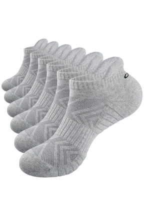 Women Ankle Running Socks, 6-Pairs, Low Cut Cushioned Socks with Arch Support, Moisture Wicking, Size L (9.5-12.5), Grey