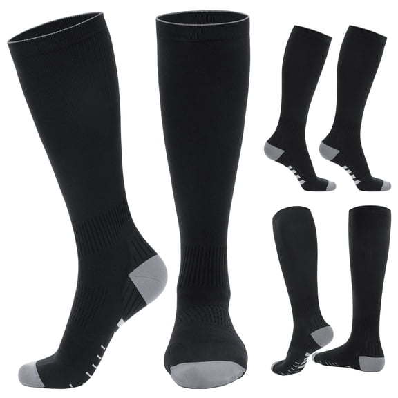 PULIOU Compression Socks for Men & Women, 20-30mmHg Circulation Support Socks for Traval, Running, Sports, 1 Pairs, Black