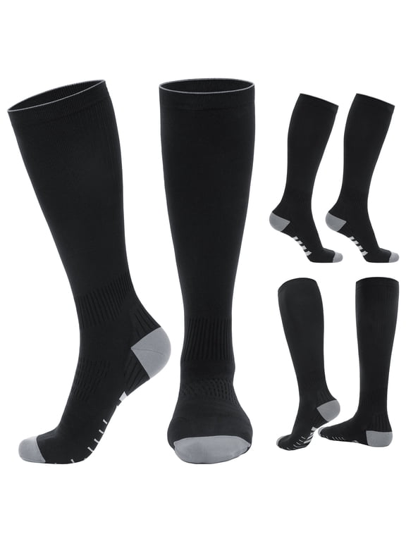 Compression Socks for Men & Women, 20-30mmHg Circulation Support Socks for Traval, Running, Sports, 1 Pairs, Black