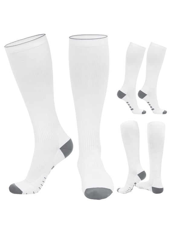 Compression Socks for Men & Women, 20-30mmHg Circulation Support Socks for Traval, Running, Sports, 1 Pairs, White