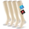 PULIOU Cooling Compression Socks 20-30 mmHg for Women & Men, Knee High Graduated Support for Circulation, Nurses, Running, Travel, Pregnancy, 2 Pairs, Beige
