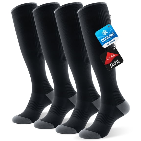 Healthweir Cotton Compression Knee High Socks for Men & Women 15-20 (EU ...