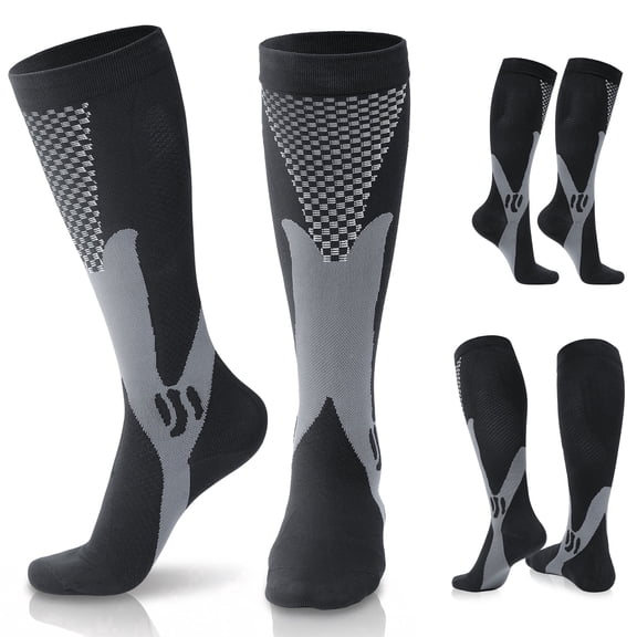 PULIOU Knee High Athletic Socks Non-Slip Cuff Football Soccer Baseball Support Stockings for Running Travel Sports 1 Pair L/XL Black