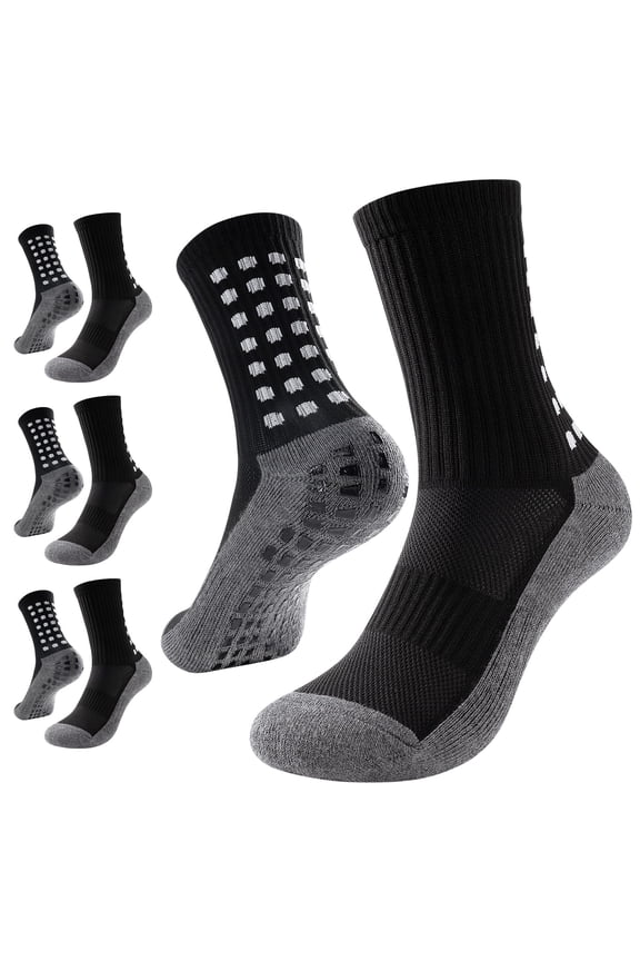 Kids Grip Soccer Socks 3-Pack, Cushioned Moisture-Wicking for Boys & Girls Ages 5-14, Soccer & Sports
