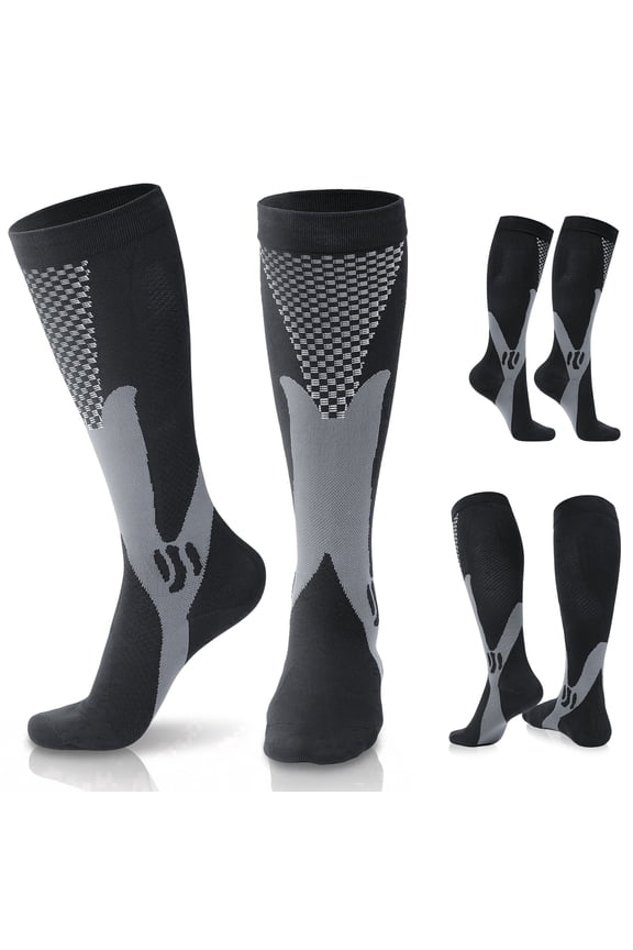 Compression Socks for Women & Men, 20-30 mmHg Knee High Socks for Traval, Running, Sports 1 Pair S/M Black
