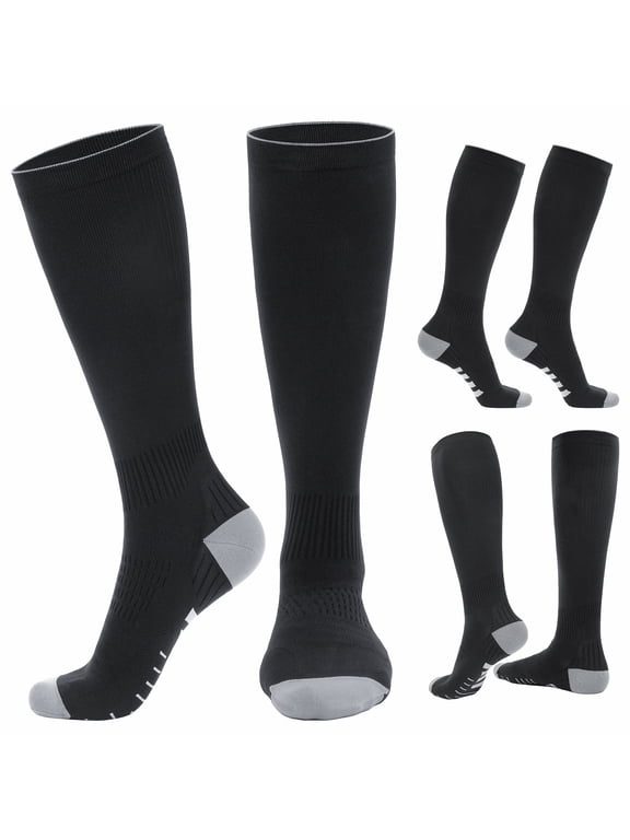 Compression Socks for Men & Women, 20-30mmHg Circulation Support Socks for Traval, Running, Sports, 1 Pairs, Black
