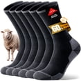 thumbnail image 1 of PULIOU Merino Wool Socks for Men & Women, Thermal Winter Warm Cushioned for Work Boots, 3 Pairs, Black, 1 of 9