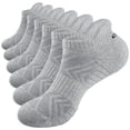 thumbnail image 1 of PULIOU Women Ankle Running Socks, 6-Pairs, Low Cut Cushioned Socks with Arch Support, Moisture Wicking, Grey, 1 of 7