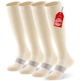 thumbnail image 1 of PULIOU Compression Socks 20-30 mmHg Knee High for Women & Men, 2 Pairs, Breathable, for Nurse, Running, Travel, Sports & Everyday Wear, Beige, 1 of 9