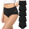 thumbnail image 1 of PULIOU High Waisted Cotton Underwear for Women, Soft Breathable Briefs, Full Coverage & Tagless Design Panties, 5-Pack(Black, S), 1 of 8