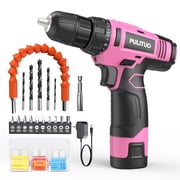 PULITUO 12V Cordless Power Drill Set with Battery and Charger, 3/8" Keyless Chuck, 21+1 Torque Settings, Built-in LED Light, Compact Electric Drill Kit for Home