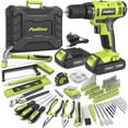 thumbnail image 1 of PULITUO 199-Piece Power Tool Set with 20V Cordless Drill Driver, 2 Batteries, Charger, LED Light and Toolbox, Home DIY Drill Set for Women and Men(Green), 1 of 8
